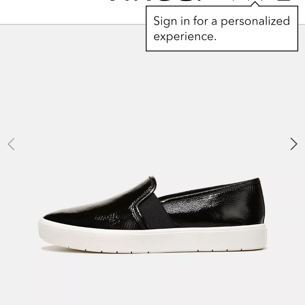 VINCE Black Patent Leather Slip-On Sneakers